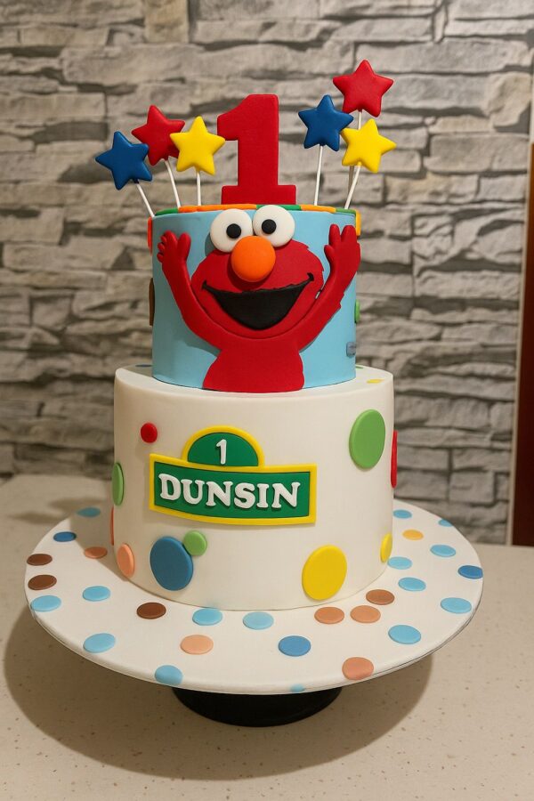 Red Puppet Themed Cake