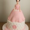 Girl With Pink Dress Themed Cake