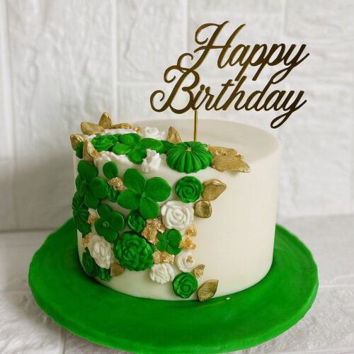 Green Flower Themed Cake
