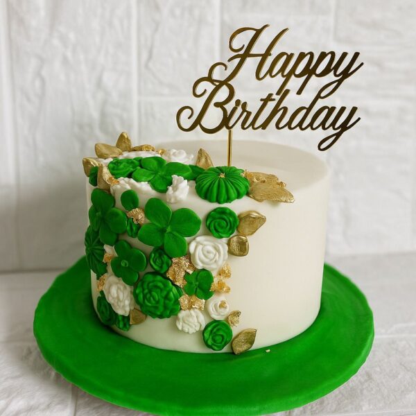 Green Flower Themed Cake