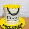 Dior-Inspired Yellow Rose Bucket Cake