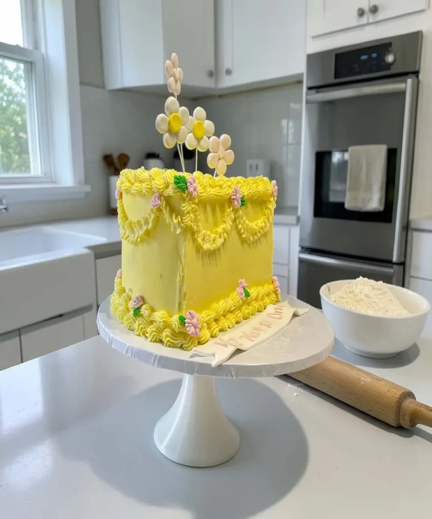 yellow vintage cake